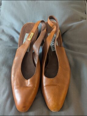Gianfranco Ferré Tobacco Leather Slingback Heels - IT 37